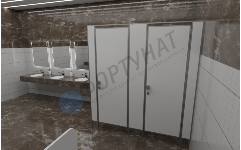 Сантехнические (туалетные) перегородки для административных учреждений из ЛДСП 3 кабины