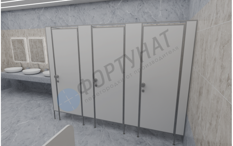 Сантехнические (туалетные) перегородки для административных учреждений из сэндвич-панелей 3 кабины