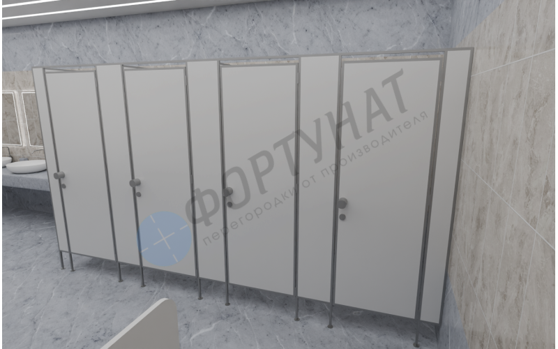Сантехнические (туалетные) перегородки для административных учреждений из сэндвич-панелей 4 кабины