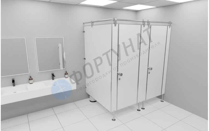 Сантехнические (туалетные) перегородки для АЗС из HPL 2 кабины