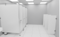 Сантехнические (туалетные) перегородки для АЗС из HPL 3 кабины