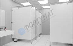Сантехнические перегородки для АЗС из HPL в два ряда по 3 шт.