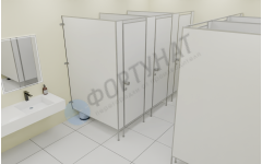 Сантехнические перегородки для АЗС из ЛДСП в два ряда по 3 шт.