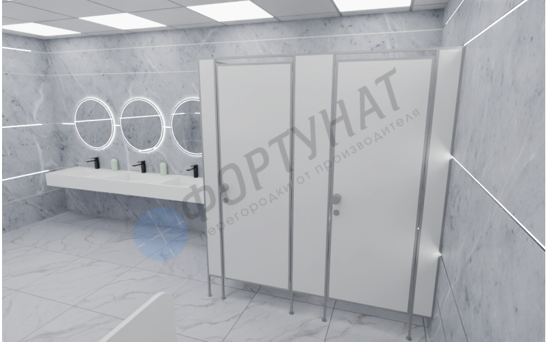 Сантехнические (туалетные) перегородки для больниц и санаториев из ЛДСП 2 кабины
