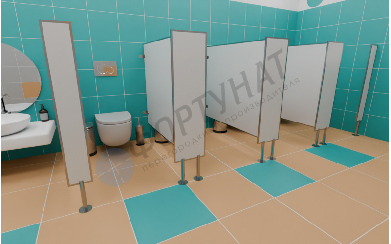Сантехнические (туалетные) перегородки для детского сада из HPL 4 кабины