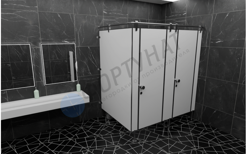 Сантехнические (туалетные) перегородки для офисов из HPL 2 кабины