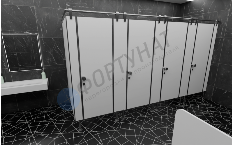 Сантехнические (туалетные) перегородки для офисов из HPL 4 кабины