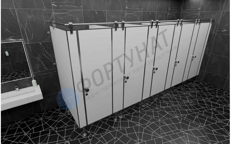 Сантехнические (туалетные) перегородки для офисов из HPL 5 кабин