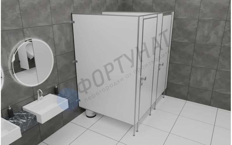 Сантехнические (туалетные) перегородки для офисов из HPL 2 кабины