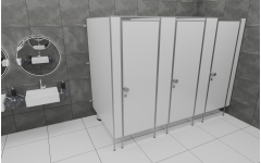 Сантехнические перегородки для офисов Сэндвич 3 кабины