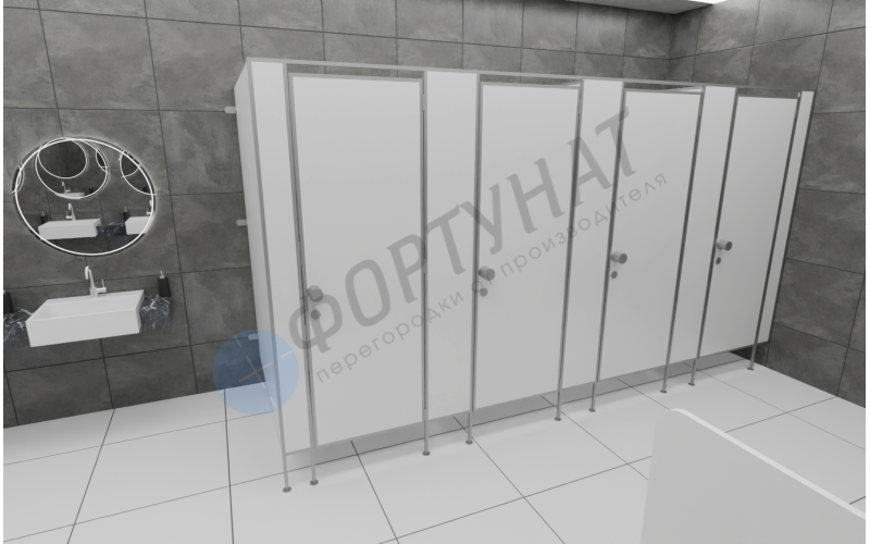 Сантехнические (туалетные) перегородки для офисов из HPL 4 кабины