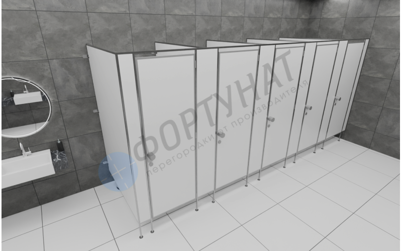 Сантехнические (туалетные) перегородки для офисов из HPL 5 кабин