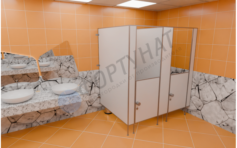 Сантехнические (туалетные) детские перегородки для школ из ЛДСП 2 кабины