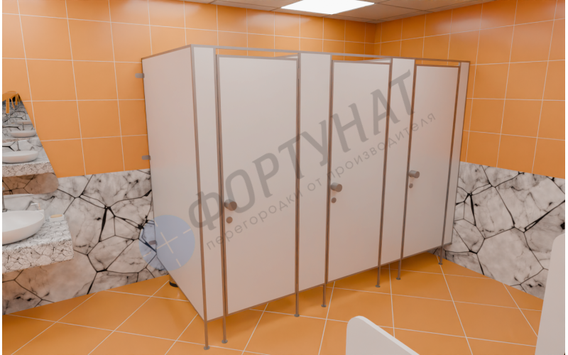 Сантехнические (туалетные) перегородки для школ из ЛДСП 3 кабины