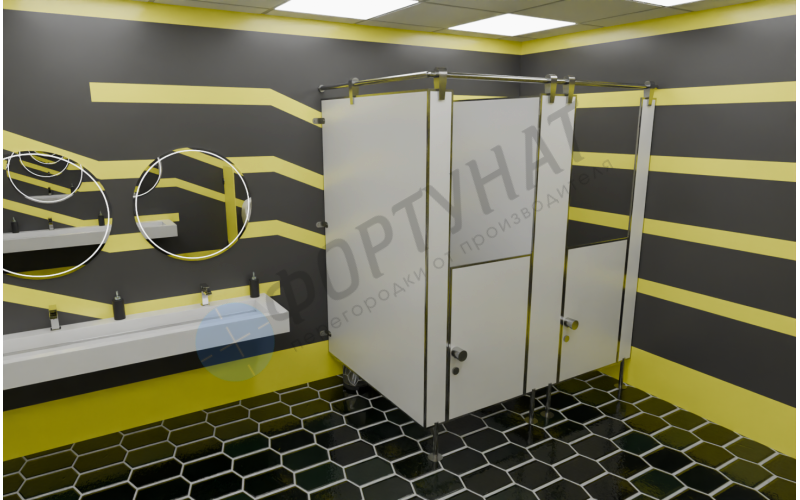 Сантехнические перегородки для спортзалов HPL детская 2 кабины