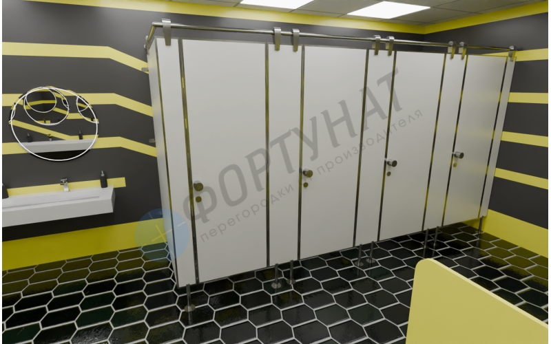 Сантехнические перегородки для спортзалов HPL 4 кабины