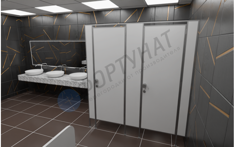 Сантехнические (туалетные) перегородки для ТРЦ из ЛДСП 2 кабины